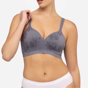 Underoutfit 460 Perfect Neckline Floral Gray Bra Size Large NWT